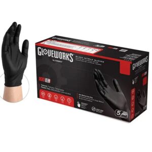 Gloveworks Powder Free Black Nitrile Disposable Gloves 100 pk