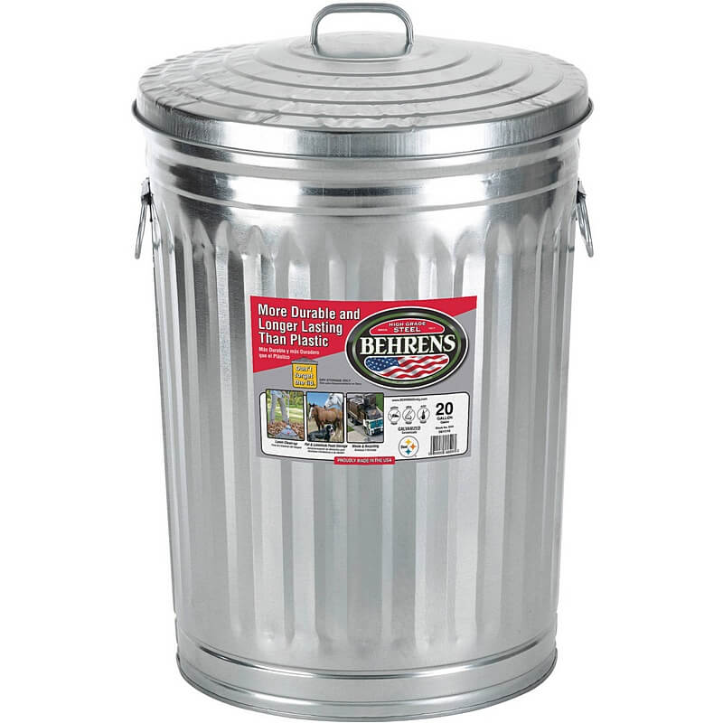 Behrens Galvanized Steel Trash Can with Lid 20 gal