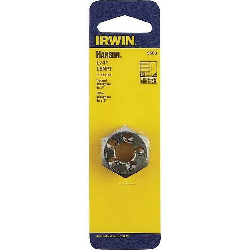 Irwin Taper Pipe Die 1 inch Hex 1/4-18NPT