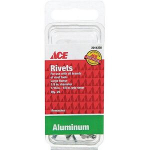 Ace Large Aluminum Rivets 1/16 x 1/8 inch 25 Ct