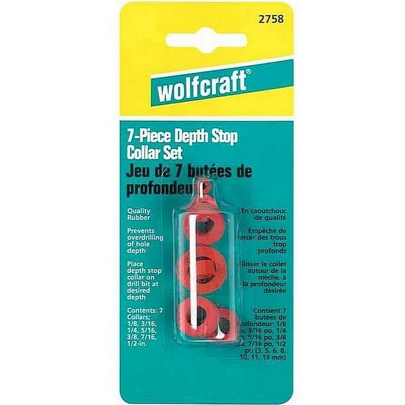 Wolfcraft Rubber Drill Depth Stop Collar Set 7 Ct