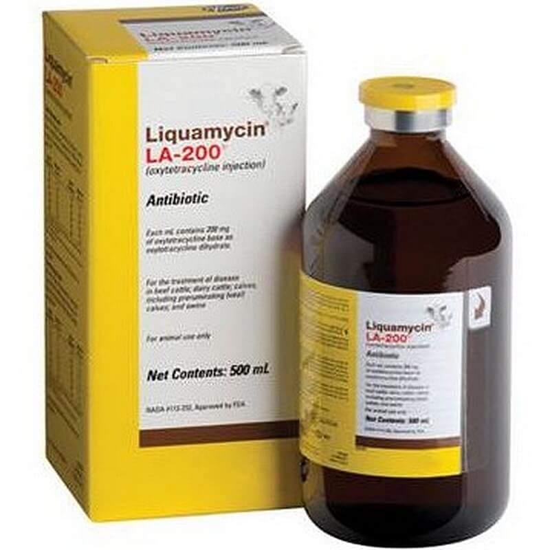 Liquamycin LA-200 Oxytetracycline Injectable Antibiotic 500mL