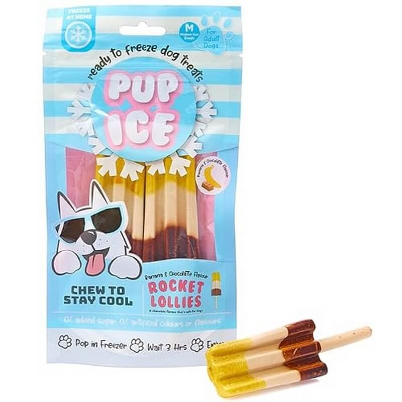 Pup Ice Rocket Lollies Banana & Chocolate Flavor Dog Treats 2 pk
