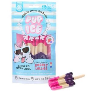 Pup Ice Rocket Lollies Strawberry & Blueberry Flavor Dog Treats 2pk