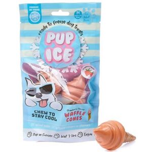 Pup Ice Waffle Cones Strawberry Flavor Dog Treats 2 pk