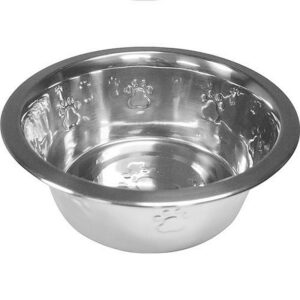 Stainless Steel Embossed Pet Bowl 2 qt