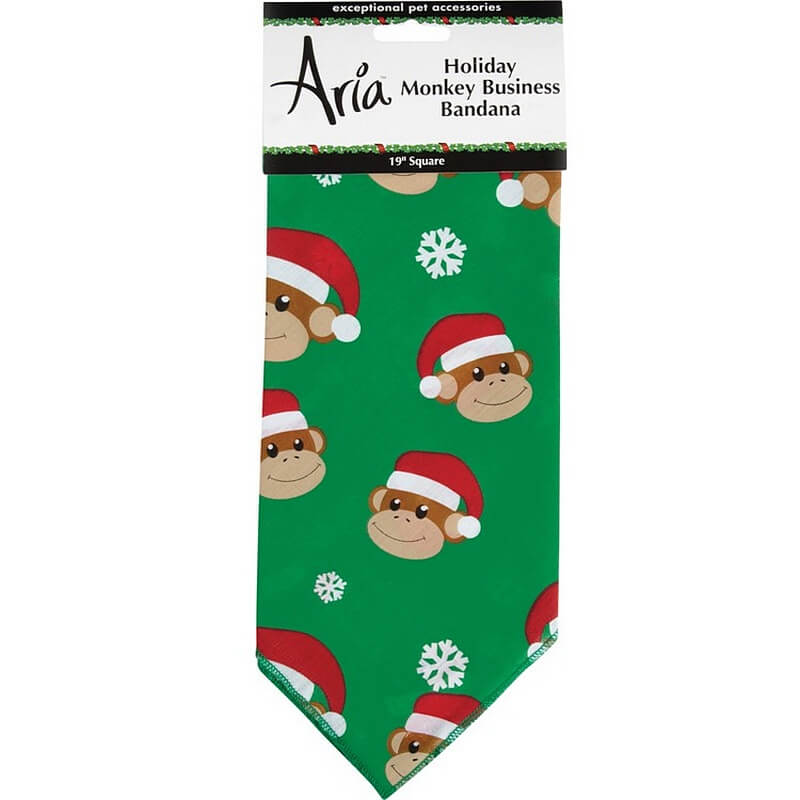 Aria Holiday Monkey Business Dog Bandana 19”