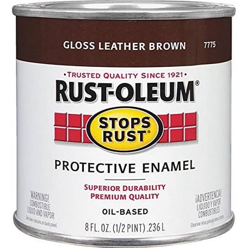 Rust-Oleum Stops Rust Oil-Based Protective Enamel Gloss Leather Brown Paint 8 oz