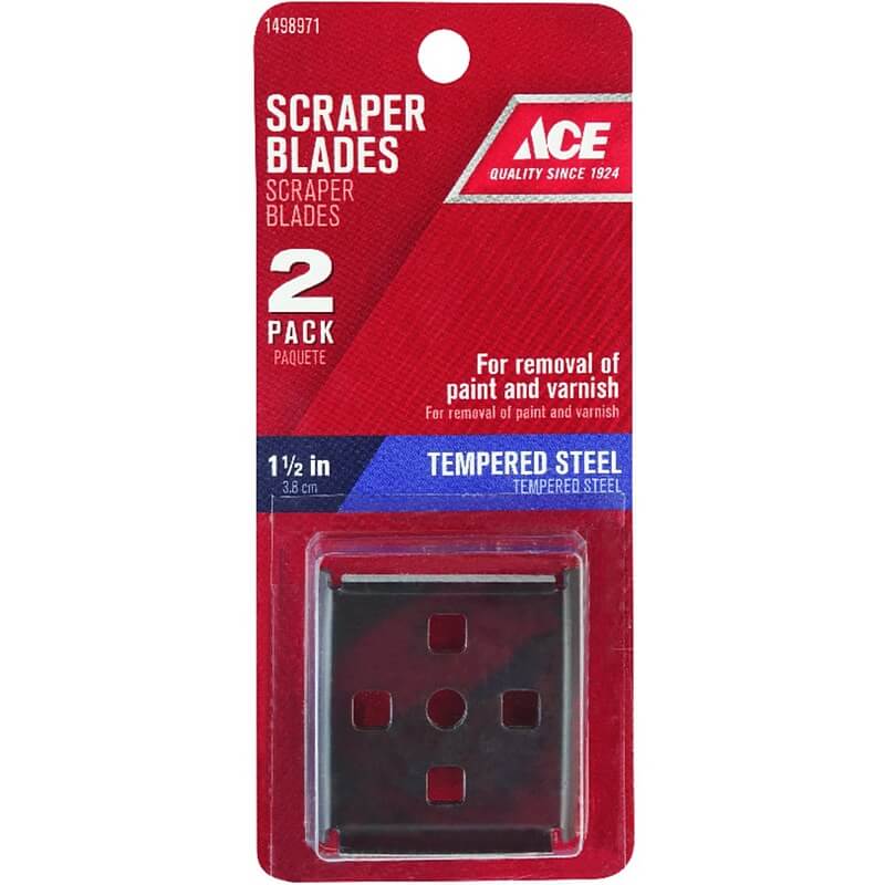 Ace Wide Tempered Steel 4-Edge Scraper Blades 1-1-2 2pk