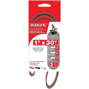 Diablo Assorted Sanding Belts 50_80_120 Grit 1″x30″ 3 Ct