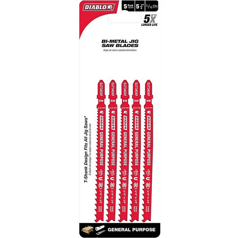 Diablo General Purpose Jig Saw Blade 5/10TPI 5-1/4″ 5 Ct