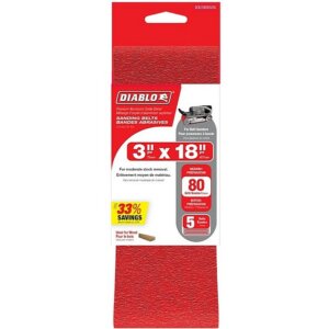 Diablo Sanding Belts 80 Grit 3″x21″ 5 Ct