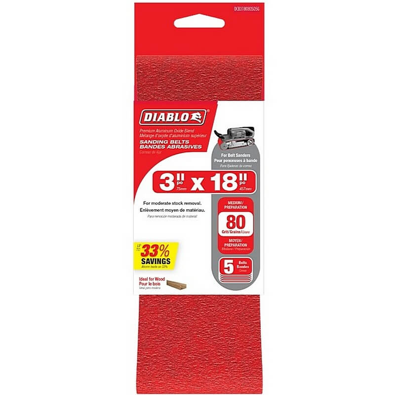 Diablo Sanding Belts 80 Grit 3″x21″ 5 Ct