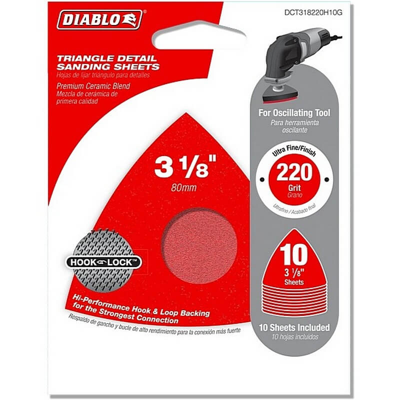 Diablo Triangle Sanding Sheet 220 Grit 3-1/8″ 10 Ct