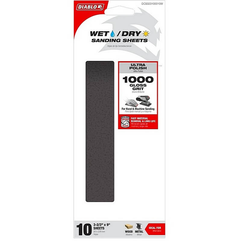 Diablo Ultra Polish Sanding Sheets 1000 Grit 1/3″ 10 Ct