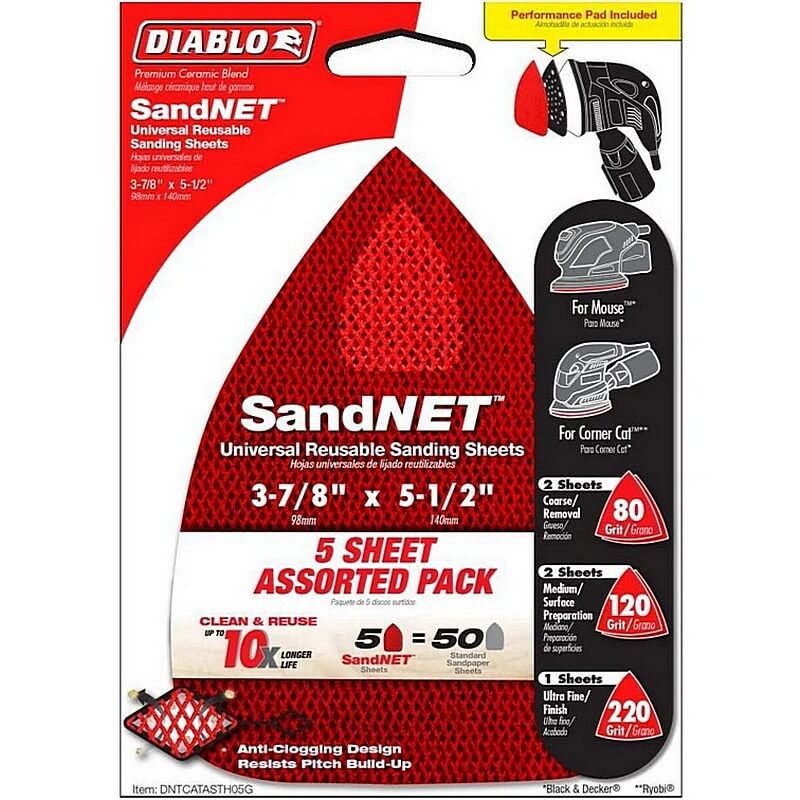 Diablo SandNET Assorted Grit Sanding Pads 5-1/2”x3-7/8” 5 pk