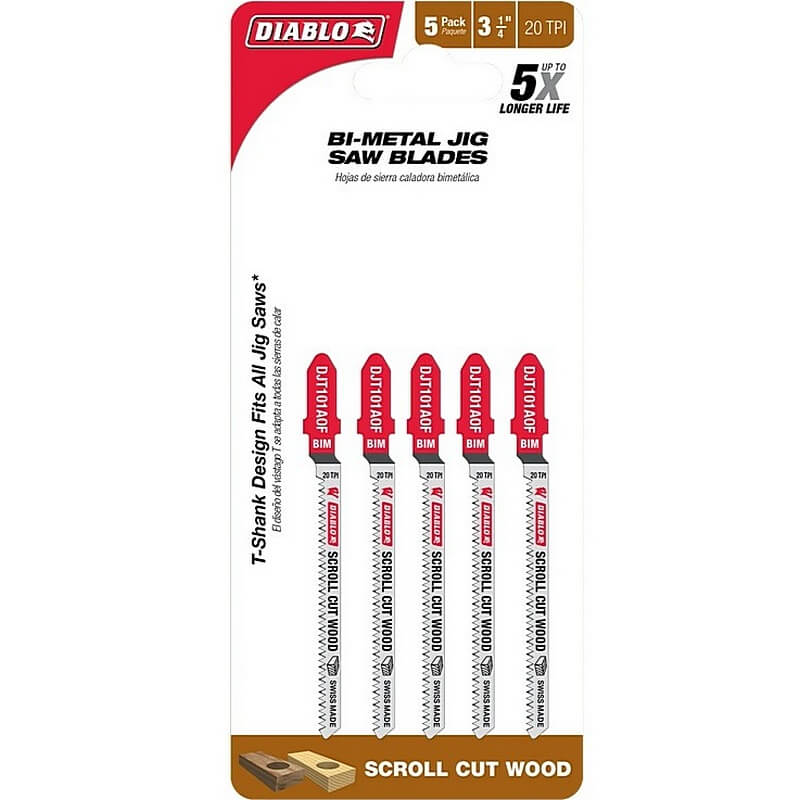 Diablo Scroll Cut Jig Saw Blade 20TPI 3-1/4″ 5 Ct