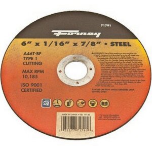 Forney 71791 Type 1 Metal Cut-Off Wheel 6”x1/16”x7/8”