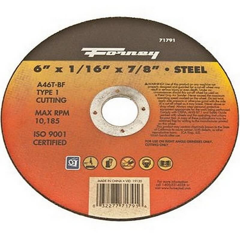 Forney 71791 Type 1 Metal Cut-Off Wheel 6”x1/16”x7/8”