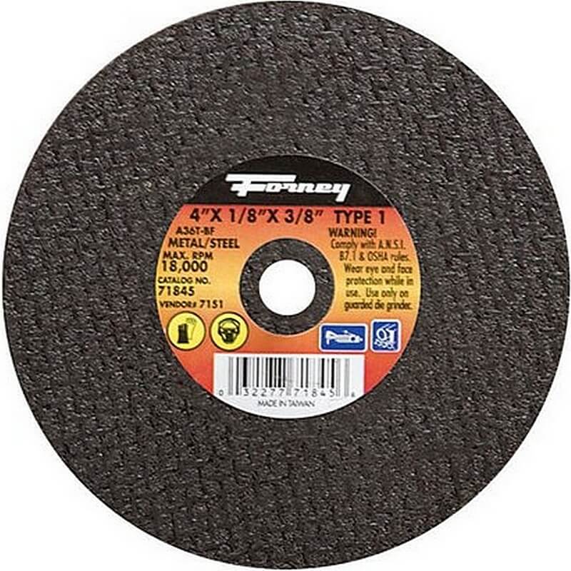 Forney 71845 Type 1 Metal Cut-Off Wheel 4”x1/8”x3/8”