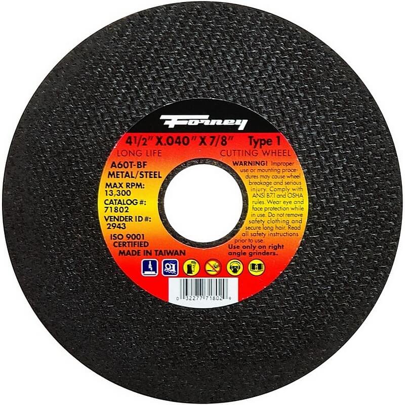 Forney 71802 Type 1 Cut-Off Wheel 4-1/2”x7/8”