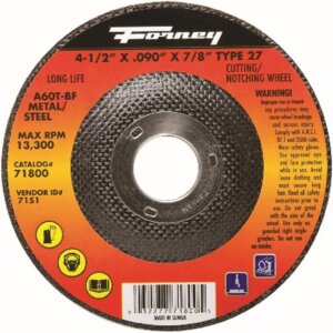 Forney 71800 Type 27 Cutting/Notching Wheel 4-1/2”x7/8”