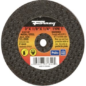 Forney 71842 Type 1 Metal Cut-Off Wheel 3”x1/8”x1/4”