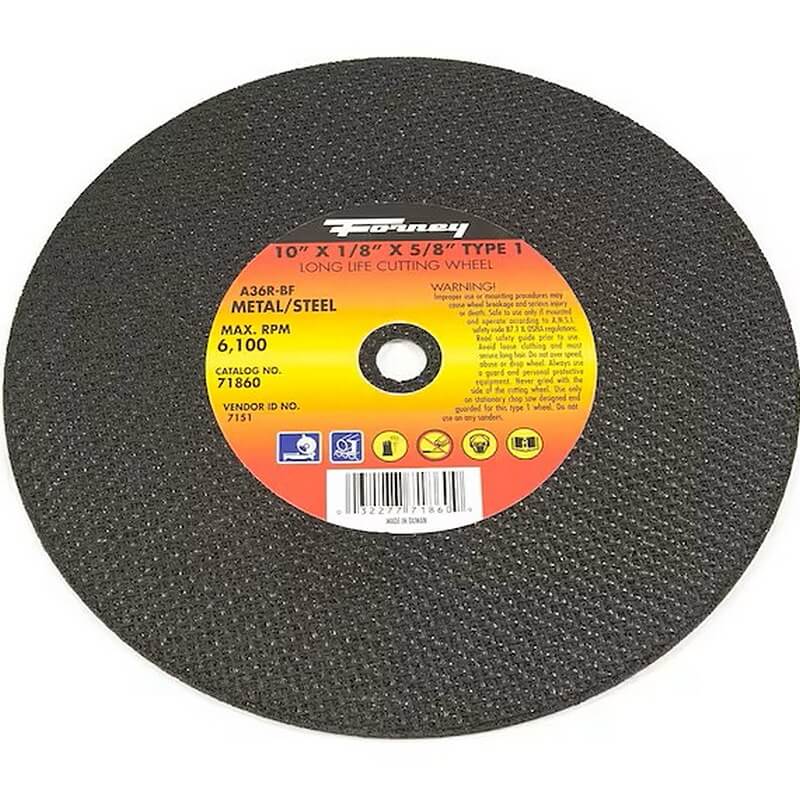 Forney 71860 Type 1 Metal Cut-Off Wheel 10”x1/8”x5/8”