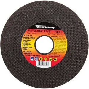 Forney 71854 Type 1 Metal Cut-Off Wheel 4-1/2”x.045”x7/8”