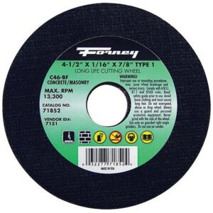 Forney 71852 Type 1 Masonry Cut-Off Wheel 4-1/2”x1/16”x7/8”