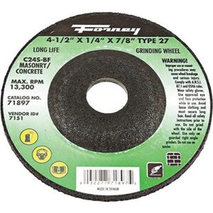 Forney 71897 Type 27 Masonry Grinding Wheel 4-1/2”x1/4”x7/8”