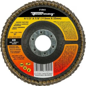 Forney 71941 Curved Edge Flap Disc 60 Grit 4-1/2”x7/8”