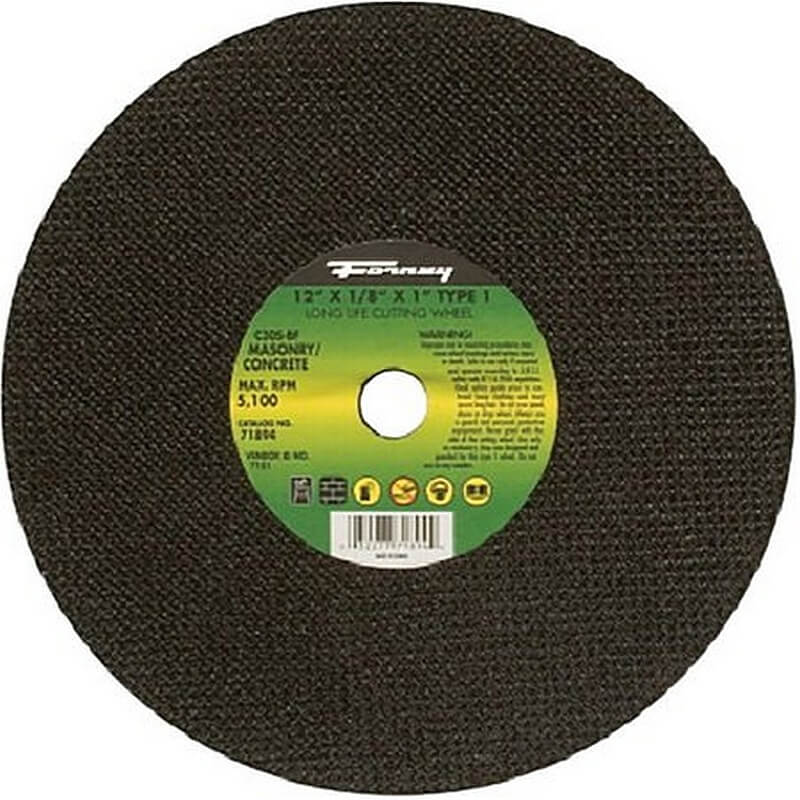 Forney 71894 Type 1 Masonry & Asphalt Cut-Off Wheel 12”x1/8”x1”