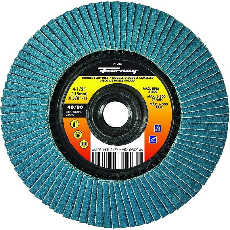 Forney 71923 Spin-On Type 29 Double-Sided Flap Disc 40/80 Grit 4-1/2”x5/8”-11