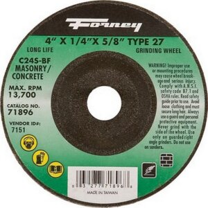 Forney 71896 Type 27 Masonry Grinding Wheel 4”x1/4”x5/8”