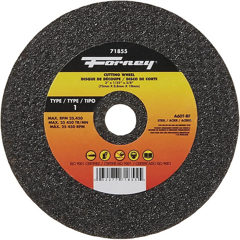 Forney 71855 Type 1 Metal Cut-Off Wheel 3”x1/32”x3/8”