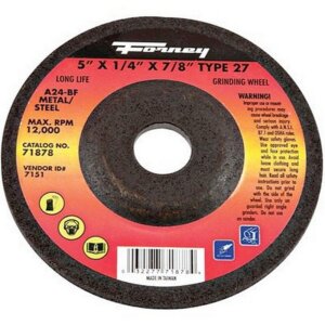 Forney 71878 Type 27 Metal Grinding Wheel 5”x1/4”x7/8”
