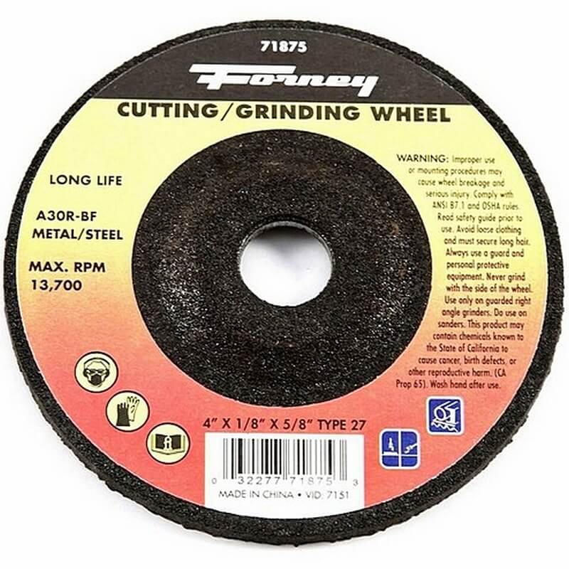 Forney 71875 Type 27 Metal Cut-Off Wheel 4”x1/8”x5/8”
