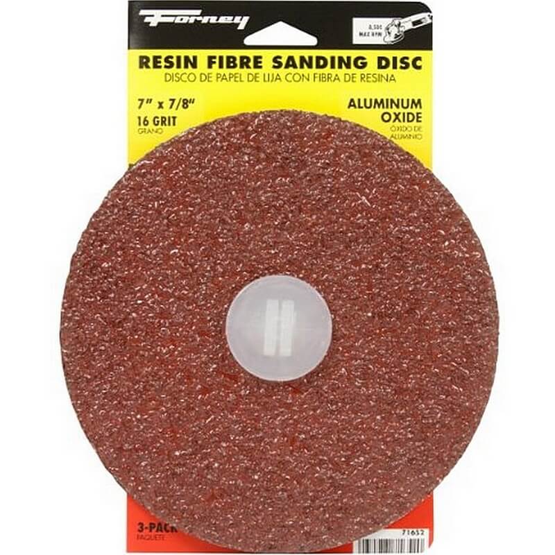 Forney Aluminum Oxide Fibre Sanding Disc 16 Grit 7″ 3 Ct