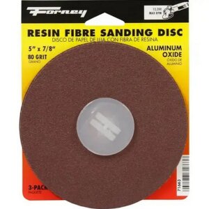 Forney Aluminum Oxide Fibre Sanding Disc 5″ 80 Grit 3 Ct