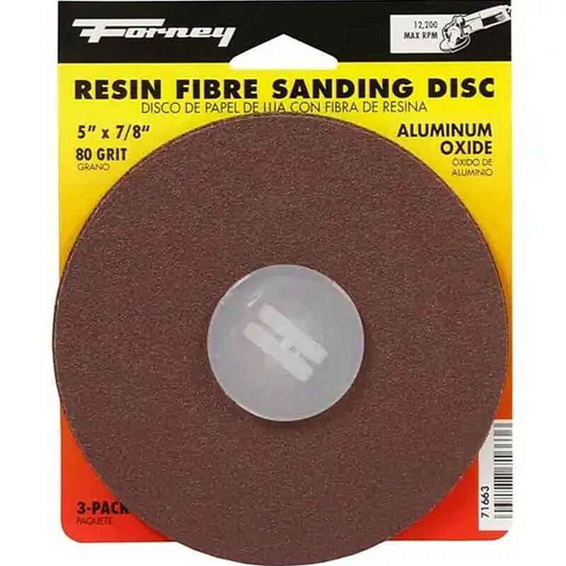 Forney Aluminum Oxide Fibre Sanding Disc 5″ 80 Grit 3 Ct