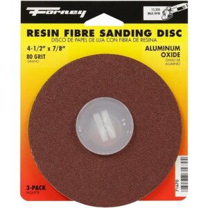 Forney Aluminum Oxide Fibre Sanding Disc 80 Grit 4-1/2" 3 Ct