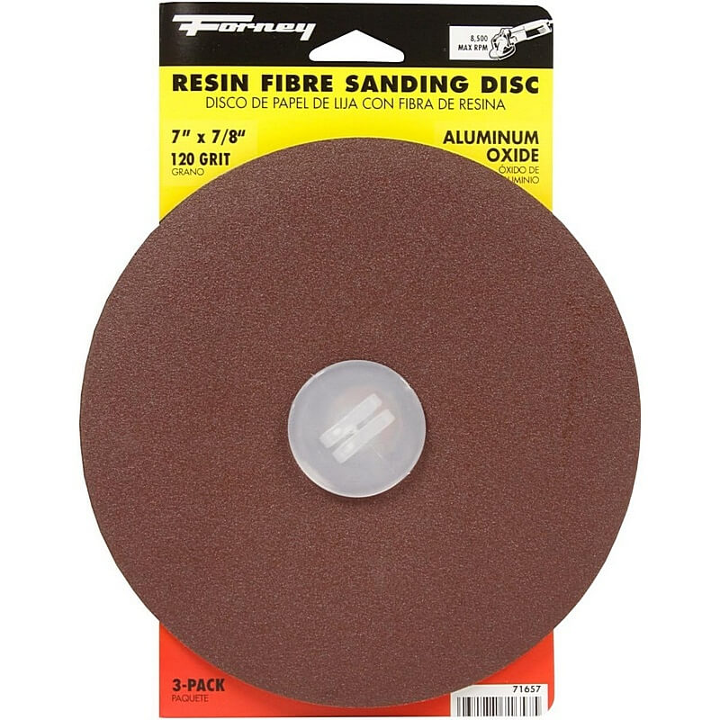 Forney Aluminum Oxide Fibre Sanding Disc 120 Grit 7″ 3 Ct