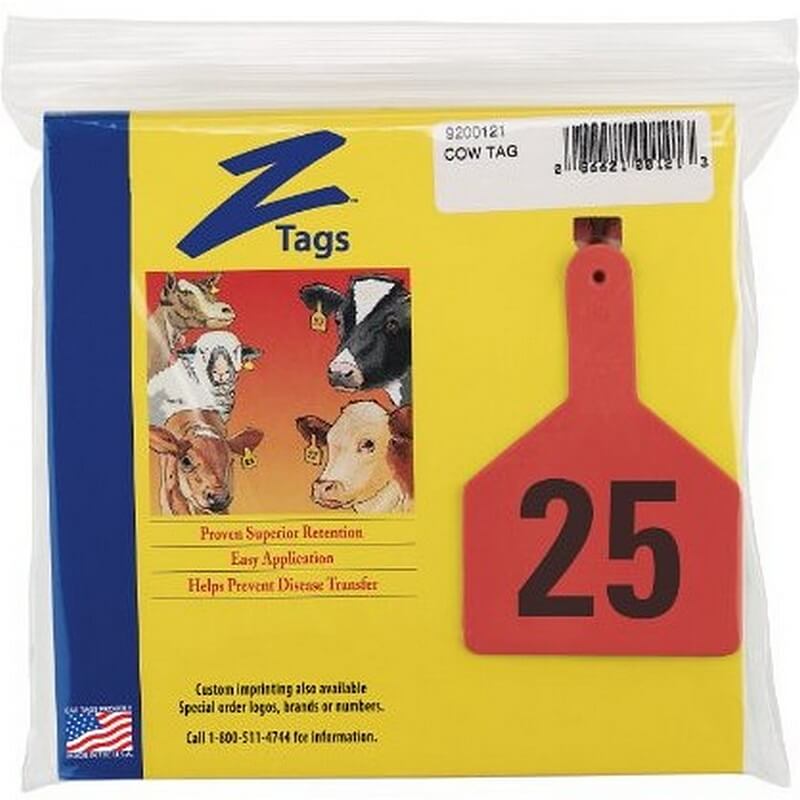 Z-Tag Cow Tags Red 1-25