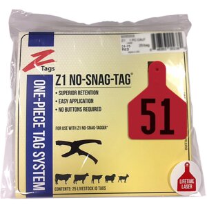 Z1 No Snag Red Calf Tags 51-75