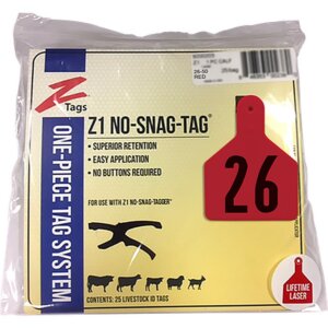Z1 No Snag Calf Tag Numbered 26-50 Red
