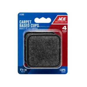 Ace Brown-Walnut Plastic Square Caster Cup 1-7/8” 4 pk