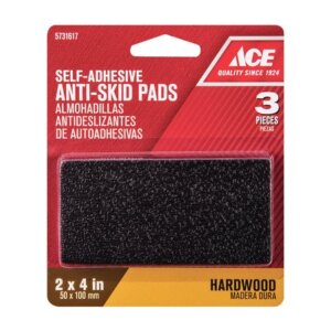 Ace Rectangle Rubber Self-Adhesive Anti-Skid Pads 2”x4” 3 pk