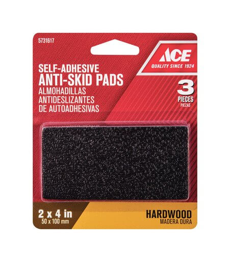 Ace Rectangle Rubber Self-Adhesive Anti-Skid Pads 2”x4” 3 pk