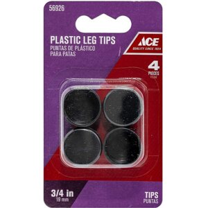 ACE Round Plastic Black Leg Tip 0.75 inch 4 Ct
